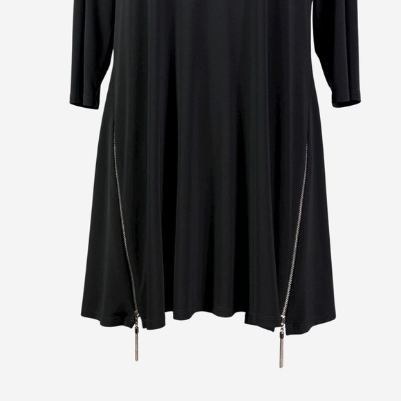 Joseph Ribkoff Zip Detail Tunic Top Size 8 Black Wrinkle Resistant 3/4 Sleeve - Picture 5 of 12